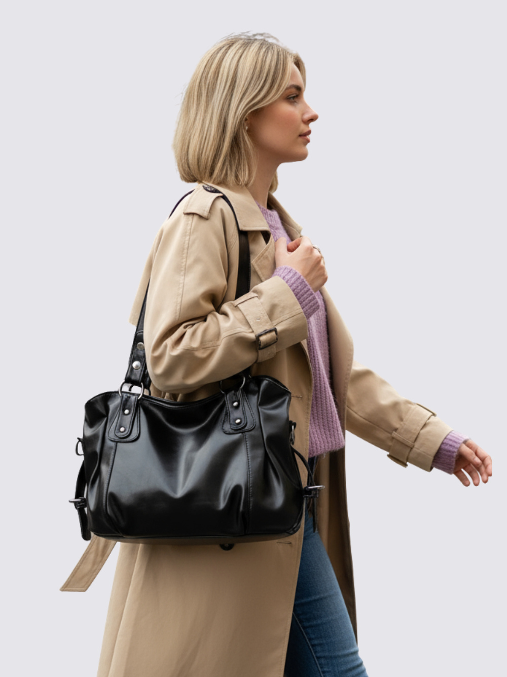 Bolso de cuero Angelina - Negro