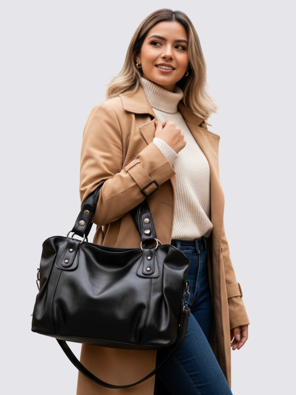 Bolso de cuero Angelina - Negro