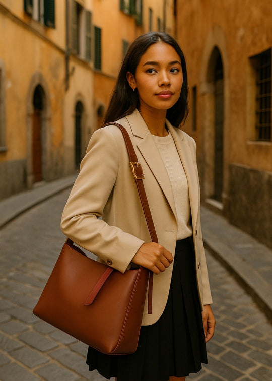 Bolso de cuero Julia + 1 bolsa gratis